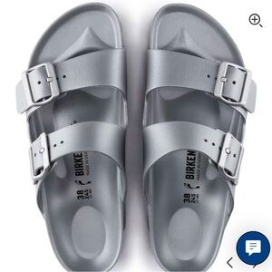 Birkenstock Arizona EVA Two-Strap Sandals in Silver Gray